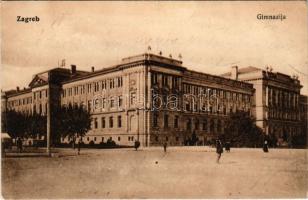 Zagreb, Zágráb; Gimnazija / gimnázium. Vasúti levelezőlapárusítás 9321. / grammar school (Rb)