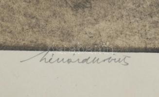 Lénárd Lévy Róbert (1879-1936): Csendes vizek. Rézkarc, papír. Jelzett. Lapszéli ázásnyommal. 30x20 ...