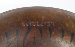 cca 1850-1880, 2 darab orosz lakkozott fa edény, a kisebbik javított, egyiken Árverési Csarnok címké...