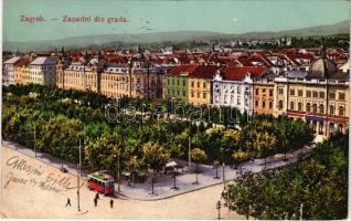 1916 Zagreb, Zágráb; Zapadni dio grada / street, tram (EB)