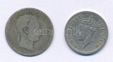 Ausztria 1869. 10kr Ag "Ferenc József" + Zimbabwe 1951. 3p Cu-Ni "VI. György" T:...