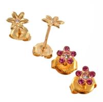 2 pár arany (Au) kislány fülbevaló pár, jelzett, 14K, bruttó 1,23g