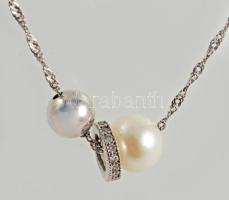 Ezüst (Ag) nyaklánc édesvízi gyönggyel, jelzett, bruttó 4,7g