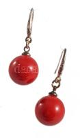 Ezüst (Ag) fülbevaló pár korallpaszta gömbökkel, jelzett, bruttó 6,6g