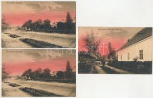 Kerecsend - 7 db RÉGI város képeslap: utcaképek, paplak. Baross nyomda