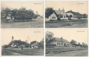Kál (Heves) - 4 db RÉGI város képeslap: Római katolikus népiskola, utcakép. Baross nyomda kiadása