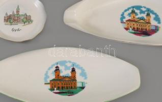 Aquincum Szeged, Debrecen, Kőszeg, Győr, Hortobágy, feliratos porcelánok. Matricás, jelzett, hibátla...