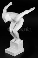 Herendi Vízbe ugró úszó figura. Jelzett, 2. oszt., fehérmázas, hibátlan, m: 27 cm