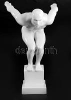 Herendi Vízbe ugró úszó figura. Jelzett, 2. oszt., fehérmázas, hibátlan, m: 27 cm