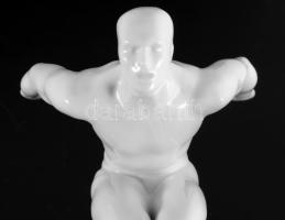 Herendi Vízbe ugró úszó figura. Jelzett, 2. oszt., fehérmázas, hibátlan, m: 27 cm