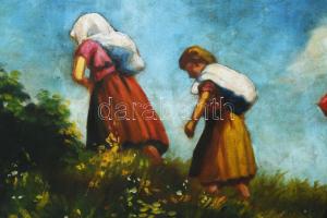 Kassai Varga jelzéssel, XX. sz. első fele: Hármas. Olaj, karton. Dekoratív fakeretben. 54x71,5 cm