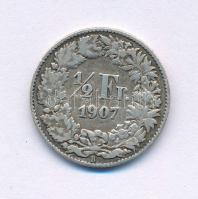 Svájc 1907B 1/2Fr Ag T:VF patina Switzerland 1907B 1/2 Franc Ag C:VF patina Krause KM#23