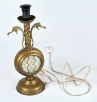 Réz asztali lámpa sárkány figurákkal, m: 35 cm