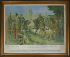 A tizenhárom aradi vértanú. Modern vászonnyomat, sérüléssel, dekoratív fa keretben, 85x104 cm