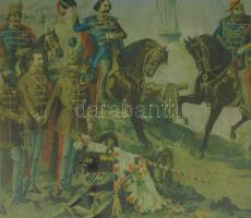 A tizenhárom aradi vértanú. Modern vászonnyomat, sérüléssel, dekoratív fa keretben, 85x104 cm