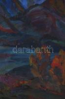 Olvashatatlan cirill betűs jelzéssel: Színes hegyek, 1988. Olaj, vászon. Apró felületi sérüléssel. F...