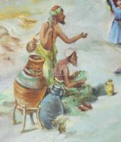 Olvashatatlan jelzéssel, XX. sz. első fele-közepe: Karaván. Olaj, karton. Apró felületi sérüléssel. ...