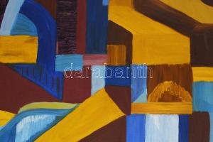 Varga jelzéssel, XX. sz. vége/XXI. sz. eleje: Geometrikus kompozíció. Olaj, vászon. 60x80 cm