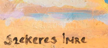 Szekeres Karrus Imre (1969-): Újság. Olaj, farost. Jelzett. Apró sérülésekkel. 70x50 cm