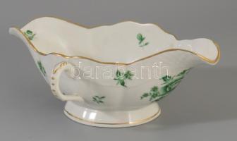 Herendi zöld eton mintás kínáló 26x21 cm + szószos edény h: 23 cm, jelzett, kopással