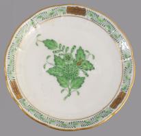 Herendi Apponyi zöld csikkelnyomó és tálka d: 10 cm