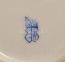 Herendi óherendi zöld virágmintás váza, jelzett, hibátlan, m: 11 cm