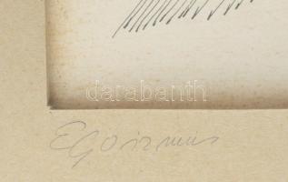 Olvashatatlan jelzéssel: Egoizmus. Tus, papír, 31,5x25 cm. Üvegezett fakeretben