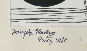 Joseph Kadar jelzéssel: Szürrealista kompozíció. Vegyes technika, papír. 18x12,5 cm. Üvegezett faker...