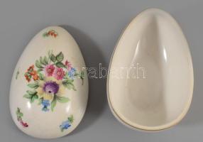 Herendi virágcsokor mintás tojás alakú bonbonier, jelzet, hibátlan, 11x7,5 cm