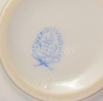 Herendi Viktória mintás bonbonier, plasztikus rózsa fogóval, jelzett, hibátlan, d: 8 cm