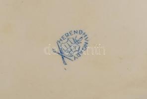 Herendi Viktória mintás bonbonier, hal fogóval, fedélen kis pattanással, jelzett, 12x9 cm