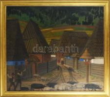 Muhoray Mihály (1898-1969): Pottyond (Erdélyi falurészlet), 1942. Olaj, vászon, jelezve balra lent. ...