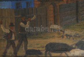 Muhoray Mihály (1898-1969): Pottyond (Erdélyi falurészlet), 1942. Olaj, vászon, jelezve balra lent. ...