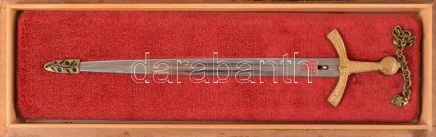 1966 Lengyel millenium dísztőr, feliratos faragott fa díszdobozban 26 cm / Polish milennium decorati...