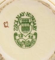 Zsolnay pillangó mintás váza, jelzett, hibátlan, m: 7 cm