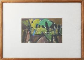 Domanovszky Endre (1907- 1974): Absztrakt táj, 1949. Akvarell, papír, jelezve jobbra fent: Domanovsz...