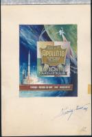 1969 Légrády Sándor Apollo-10 bélyegterve a tervező aláírásával. Képméret: 90 x 112 mm