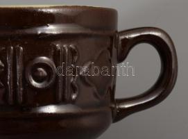 Iparművész kerámia kávés készlet. Hiányos: 4 csésze, 3 alj, kiöntő, tejkiöntő, cukordoboz