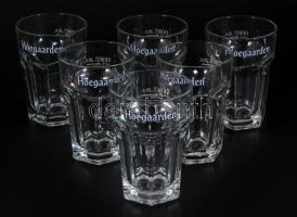 'Hoegaarden' üveg söröskorsó készlet, eredeti dobozában, 6 db, 0,25 l, m: 13 cm