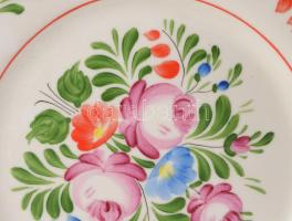Hollóházi labdarózsa mintás tányér. Kézzel festett, jelzett, hibátlan d: 21 cm