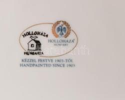 Hollóházi labdarózsa mintás tányér. Kézzel festett, jelzett, hibátlan d: 21 cm