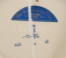 Delft fácán mintás porcelán dísztál. Kézzel festett, jelzett, hibátlan d: 23,5 cm