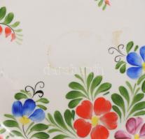 Hollóházi virág mintás porcelán dísztál. Kézzel festett, jelzett, hibátlan d: 27 cm