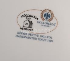 Hollóházi virág mintás porcelán dísztál. Kézzel festett, jelzett, hibátlan d: 27 cm