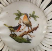 Herendi Rotschild mintás fonott porcelán kosár. Kézzel festett, jelzett, hibátlan d: 13 cm