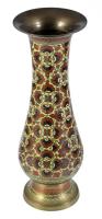 Keleti réz váza, zománcozott mintával, m: 25 cm