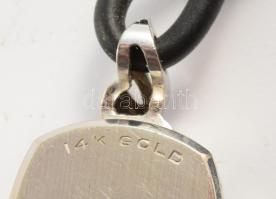 Omega 14K fehérarany (Au) női karóra. Kézi felhúzós szerkezettel. jelzett, bőr szíjjal 12x20 mm