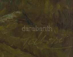 Tábori jelzéssel: Vízparti táj- Olaj, vászon. Dekoratív, kissé sérült fakeretben. 47x57 cm