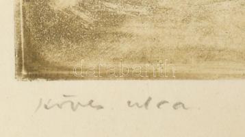 Konecsni György (1908-1970): Köves utca. Rézkarc, papír, jelzett, lapszéli apró foltokkal. Üvegezett...