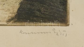 Konecsni György (1908-1970): Köves utca. Rézkarc, papír, jelzett, lapszéli apró foltokkal. Üvegezett...